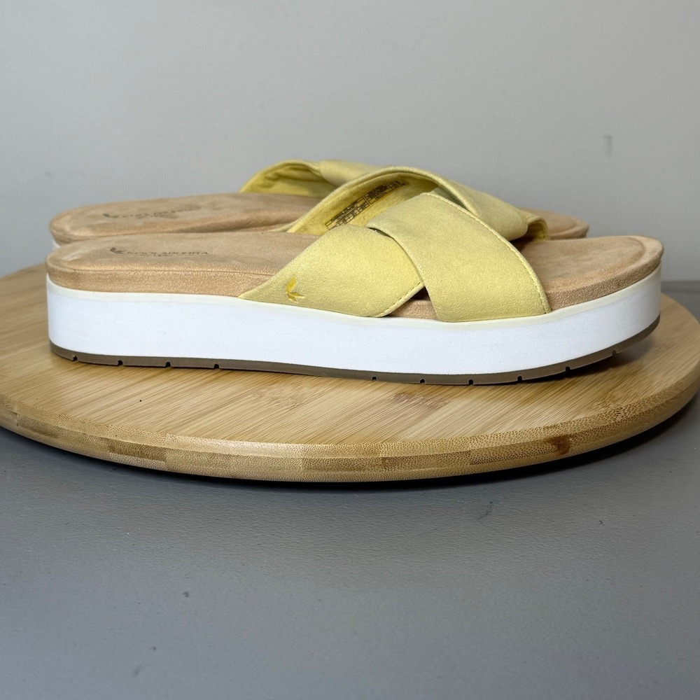 Koolaburra by UGG Platform Slide Women 8.5 Yellow Criss Cross Sandals Vaca Beach